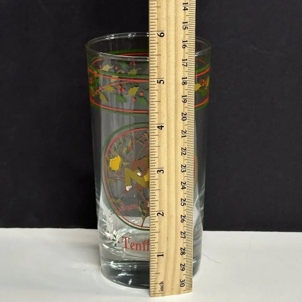 12 Days of Christmas Glass Tumbler TENTH DAY 10 Lords A‎ Leaping Anchor Hocking